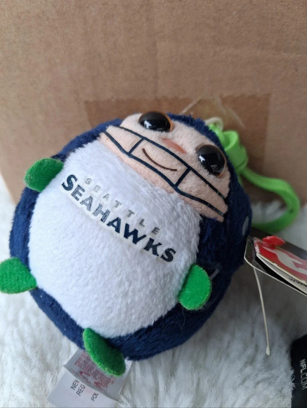 Ty Beanie Ballz Seattle Seahawks Navy and Green Plush Keychain Unisex
